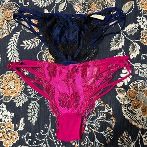 NWT Victoria’s Secret 2 Pair Strappy Lace Panties Size Large